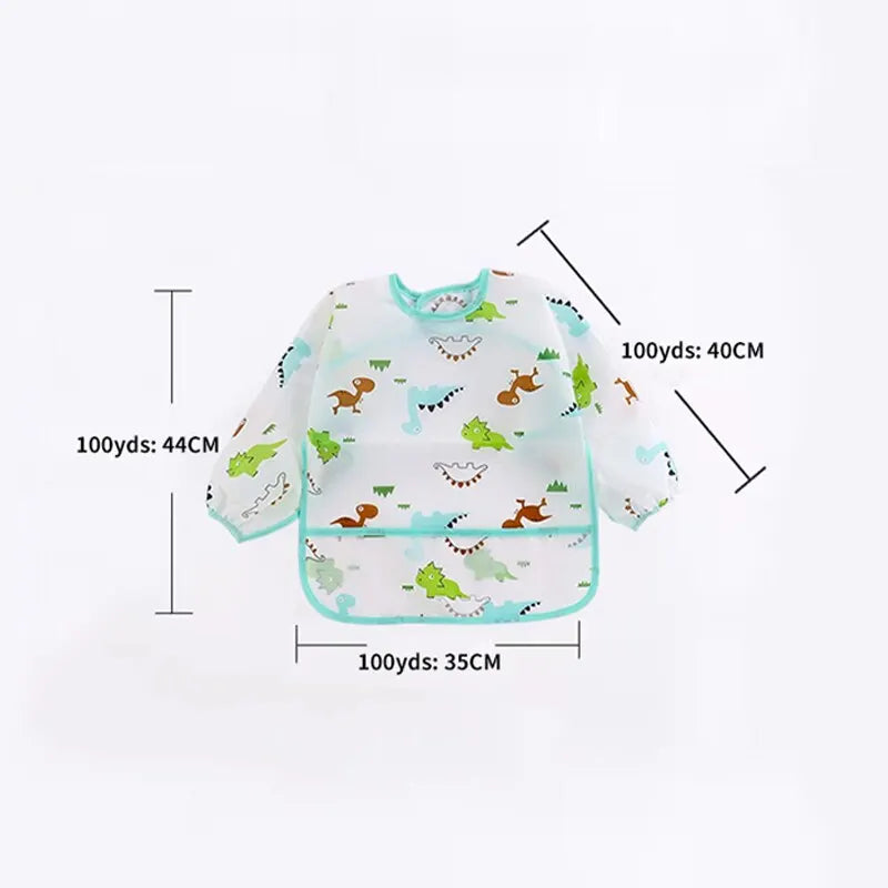 1 PCS Cute Bibs Baby Waterproof Long Sleeve Apron Animals Cartoon Kids Feeding Apron Bib Baby Stuf