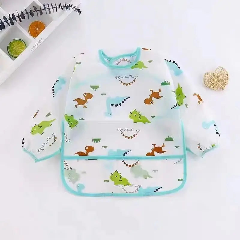 1 PCS Cute Bibs Baby Waterproof Long Sleeve Apron Animals Cartoon Kids Feeding Apron Bib Baby Stuf